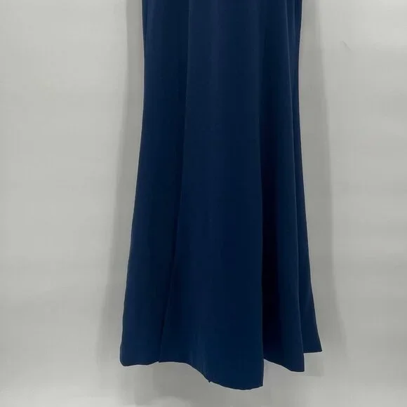 Dress the Population Sandra Plunge Crepe Trumpet Gown Mermaid Maxi Dress  Blue